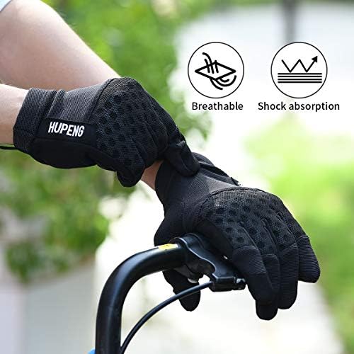 Pair of Hupeng biking gloves with mesh design, suitable for mountain biking.