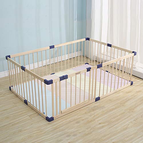 Bonrcea Kids Play Fence with Door,Wood Playpen Baby Safety Play center