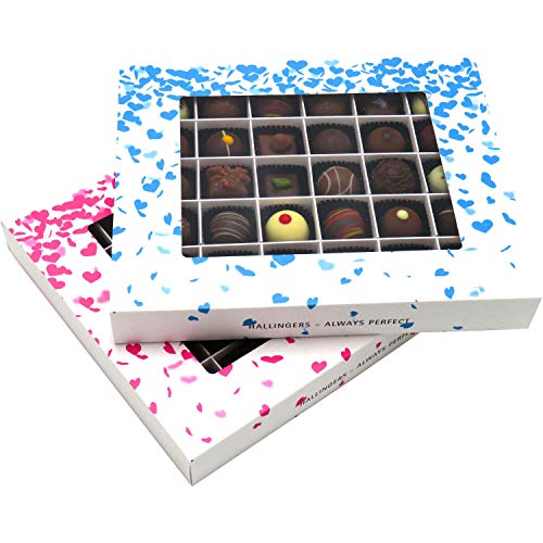 Hallingers 2x 30er Pralinen-Mix handgemacht, mit/ohne Alkohol (720g) - Pink & Blue Hearts (Bundle) - Liebe & Hochzeit…