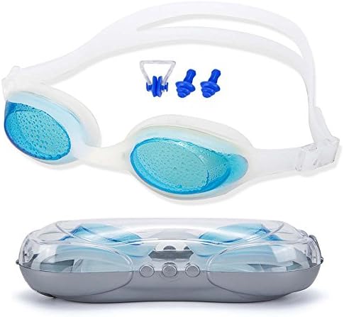 SHIJAY Swim Goggles, professional swimming goggles, sealed waterproof, anti-fog, anti-ultraviolet, swimming protection equipment (stuffy nose + earplugs) (white)