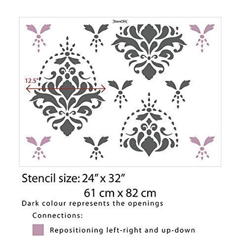 Flower Garden Wall Stencil for Painting - Expedited 3 days Delivery - Damask Wall Accent - Reusable Template - Large Mylar Washable Plastic - Repeatable Pattern for Wall Décor