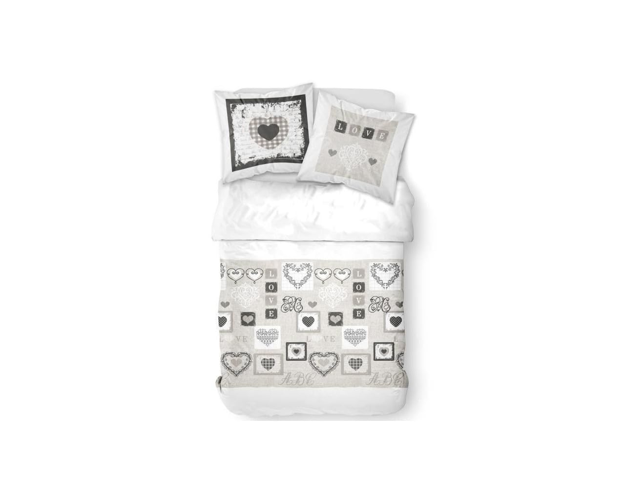 Today Double Bed Linen Cotton 240 x 260 cm Eden Print White