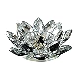 Sunsee 7 Colors Crystal Glass Lotus Flower Candle Tea Light Holder Buddhist Candlestick (A)