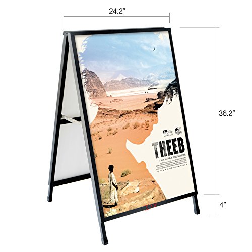 Outdoor AFrame Sidewalk Sign 24x36 Inch Sandwich Board, Black Coated