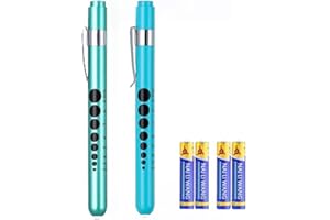 LUCXXI Pen Lights for Nurses Doctors, 2 Pack Reusable Medical PenLight with Pupil Gauge and Ruler, with 4 AAA Batteries for Nursing Students Essentials