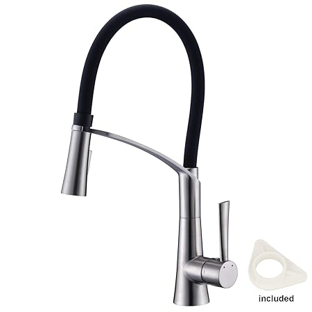 CREA Küchenarmatur Edelstahl ? Spültischbatterie mit Schwenkbereich 360° brause? Wasserhahn Küche hoher Auslauf 195mm mit Dus