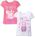 Peppa Pig Girls' Toddler Girls' 2 Pack T-Shirts, White/Pink, 2T