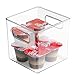 mDesign Plastic Kitchen Pantry Cabinet, Refrigerator or Freezer Food Storage Bins with Handles - Organizer for Fruit, Yogurt, Snacks, Pasta - Food Safe, BPA Free, 6