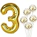 Giant Number 3 Balloon Gold Kit - 40 Inch Gold Foil Balloons | 3rd Birthday Balloons Boy with Gold Confetti Balloons | Gold 3rd Birthday Decorations for Boys, Girls | 3 Balloon Number for Anniversary