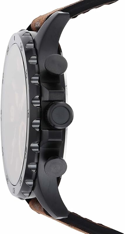 Orologio Nate da uomo, movimento cronografo al quarzo, cassa 50 mm in acciaio inossidabile nero con cinturino in vera pelle, JR1487, Marrone