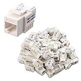 Cable Matters UL Listed 50-Pack Cat6 RJ45 Keystone Jack (Cat 6, Cat6 Keystone Jack) in White with Keystone Punch-Down Stand