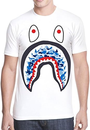 Customized Poly Cotton Comfortable Bape Men's T-shirt White Round-neck