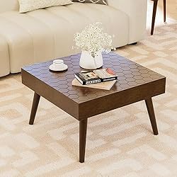 HOMPUS Rustic Farmhouse Square Coffee Table