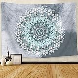 Cootime Mandala Tapestry , Hippie Bohemian Flower Psychedelic Indian Dorm Decor for Living Room Bedroom 51x60 Inches, Green