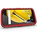 Ueokeird for Moto E 2nd Gen Case, Hybrid Dual Layer Armor Protective Case Cover with Kickstand for Motorola Moto E 2nd Generation / 2015 Release red