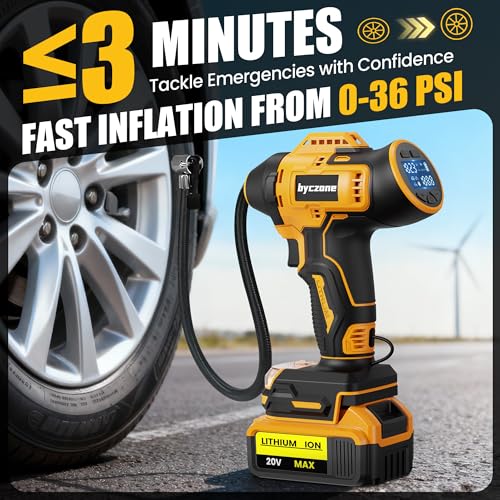 Tyre Inflator Compatible with Dewalt 18V Battery, 160 PSI Cordless Air Compressor with LCD Digital Pressure Gauge, Auto-Shut Off & Fast Inflation, Tire Inflator for Car, Bike, Sport Ball (Tool Only)
