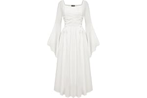 Scarlet Darkness Women 2024 Renaissance Chiffon Dress Medieval Costume Ruched Cottagecore Dress