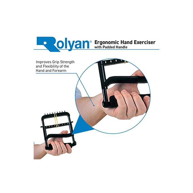 Rolyan Ergonomic Hand Exerciser with Padded Handle, Adjustable Squeeze