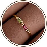 JSJOY Birthstone Rings for Women Dainty Emerald Blue Ring Birthday Gifts for Mom Her Gemstones CZ Ring for Teens Gold Rings That Don't Tarnish Adjustable Ring Jewelry Gifts