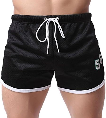 Men Trunk Briefs Solid Beach and Fitness Breathable Swimming Trunks Shorts Pants Cortos Para Hombres,Black,L