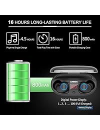 Auriculares inalámbricos ANBES Bluetooth 5.0 LED Display Mini True Bluetooth Auriculares, 16H Playtime 3D Stereo Headset con Micrófono, IPX5 Sweatproof in Ear Sport Auriculares con Carga Portátil