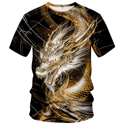 QTAGTESS Dragon T-Shirt Fantasy Dragon Graphic Tee Shirt,Gold,L at Amazon