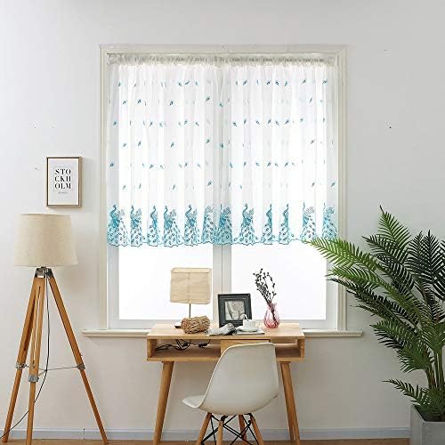 Gaddrt® 1 Panel Window Curtain Leaves Sheer Curtain Tulle Window Treatment Voile Drape Valance Fabric (Blue)
