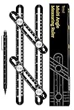 Universal Angularizer Ruler - Template Tool – Metal Multi-Angle Measurement Tool with Laser Engraving - Multifunction Pen - Black Aluminum Measuring Ruler Set for Carpenters Tilers Craftsmen DIY’ers