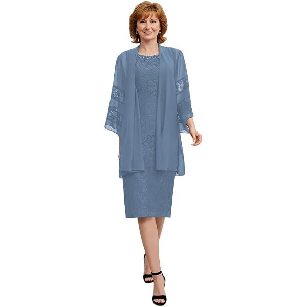 Amazon.com: Laces Embroidery Mother of The Bride Dresses with Jackets  Beading Chiffon Grandmother of The Bride Dress for Women Aqua : Clothing,  Shoes & Jewelry