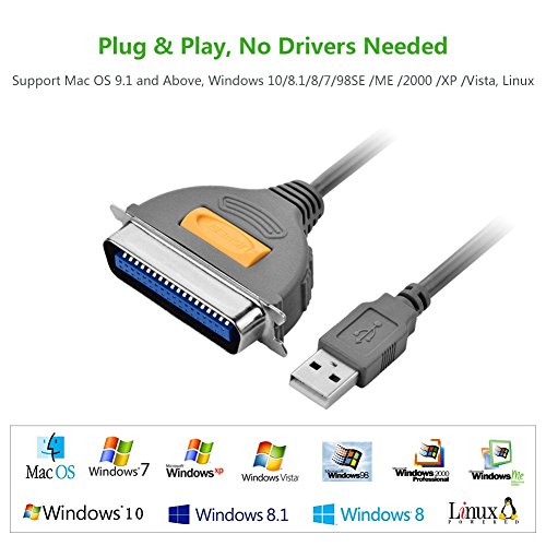 UGREEN USB to IEEE1284 CN36 Parallel Printer Adapter Cable for Printer, Inkjet, Laser etc (6FT)