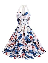 BI.TENCON 1950 vestido de fiesta estilo halter, vintage, lunares