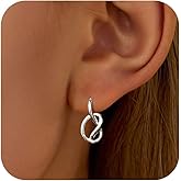 925 Sterling Silver Heart Love Knot Earrings for Women Hypoallergenic Valentines Earrings Statement 14K Gold Plated Half Hoop Earrings Jewelry Birthday Bridesmaid Valentines Day Mothers Day Gifts