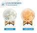 Tiny Trunky - Lunar Night Light Desk Lamp for Bedroom, Rechargeable LED Moon Light Table Lamp, Multi-Colors Fun Lantern for Kids, Tap Controlled. Wooden Stand & Lanyard, 3D Printing.