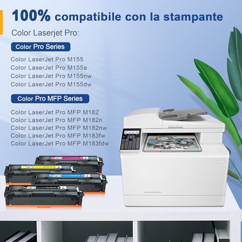 Palmtree Cartucce di Toner 216A per HP 216A W2410A Toner W2411A W2412A W2413A per Color LaserJet Pro MFP M183fw M182n M182nw M155nw M155a M183 M182 M155 Nero Ciano Magenta Giallo (con Chip)