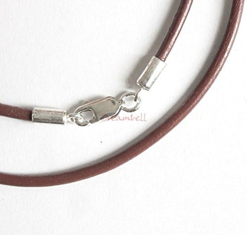 925 Sterling Silver Round Natural Leather Cord 2mm Choker Necklace