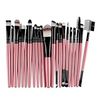 Make Up Kits Professional Natural Hair, Kingfansion 22Pcs/Set Lip Mascara Eyeliner Eyeshadow Brush Kit for Women under 10 Dollars (Pink)