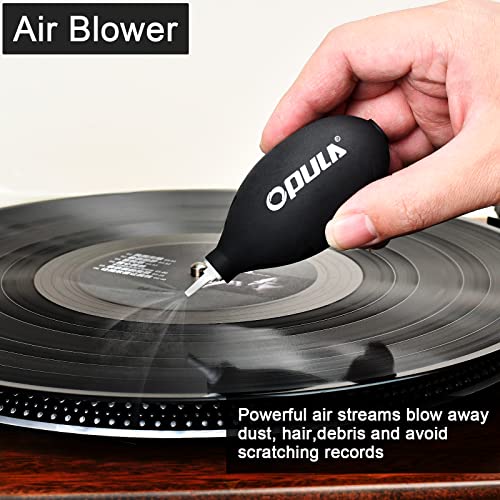 Vinyl Record Cleaner, OPULA Record Cleaning Kit 6Pcs, Velvet Record Brush, Air Blower Cleaner