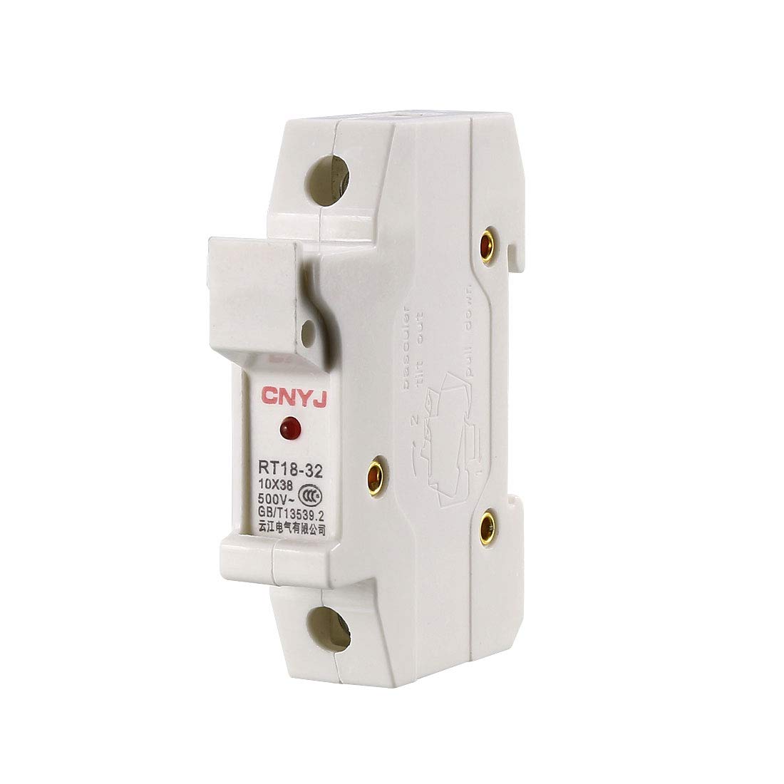 uxcell DIN Rail Mount Fuse Holder Single Pole White RT18-32 10mmx38mm with Indicator Light
