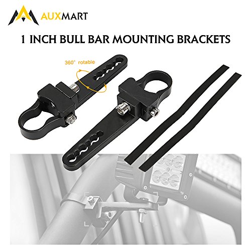AUXMART Tube Clamps Mounting Brackets for LED light bar Work Lights Fog Lights Off Road Lights Fit 1" Bull Bar (1 Pair)