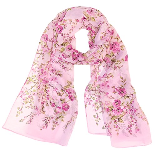 Wrapables Lightweight Floral Spring Chiffon Scarf, Floral Pink