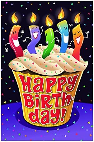 KIDDIE Flag Happy Birthday Cupcake Garden flags decorative flags initial flags party flags 28 x 40 Inch Double Sided banner home flags Print house flags