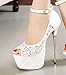 Getmorebeauty Women's White Lace Flower Strappy Hollow High Heels 5 B(M) US