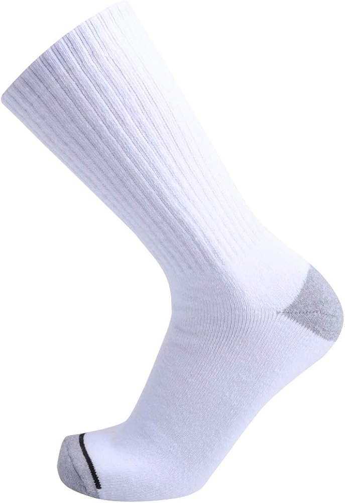 Enerwear 10P Pack Men's Cotton Moisture Wicking Heavy Cushion Crew Socks (10-13/shoe size 6-12 (10 Pair), White): Clothing