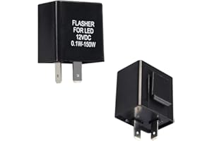 WELCAPAC LED Flasher Relay, 2 Pin Hazard Warn Flash Relay, 12V Speed Adjustable Relay, Replacement for Most Cars Motorcycles (12V-Fixed Frequency)