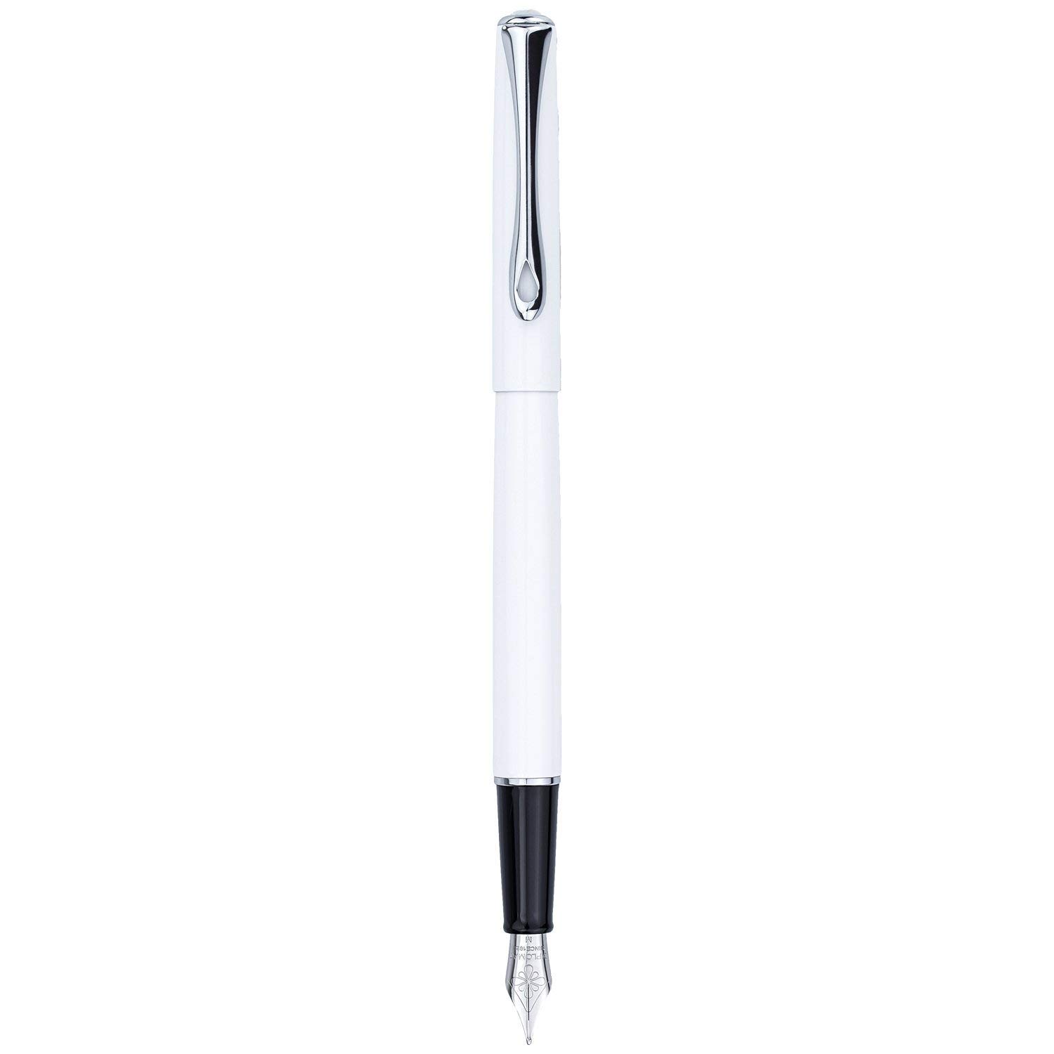 DIPLOMAT - D40702025 - Traveller White Chrome Fountain Pen - With Stainless Steel Nib - Chic and Elegant - Durable - White Chrome
