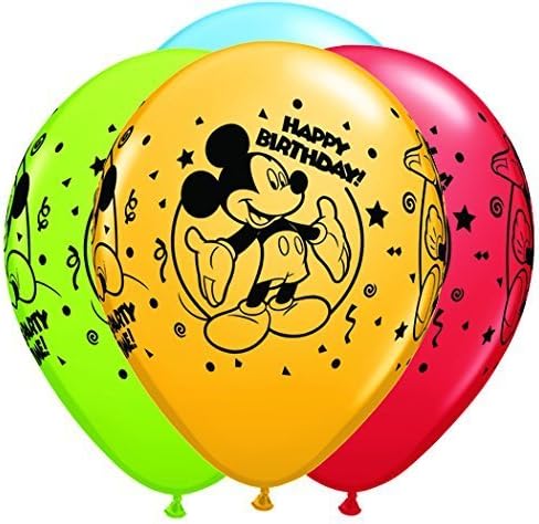 Pioneer Balloon Company 25 Count Mickey Happy Birthday Latex Balloons, 11, Assorted by Pioneer Balloon Company