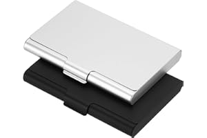 PATIKIL Business Card Holder, 2 Pack Aluminum Metal Card Case Professional Pocket Card Holder for Name Card Credit Card, Blac