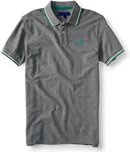 Aeropostale Men's A87 Double-Tipped Pique Polo XLarge Med HTHR Grey