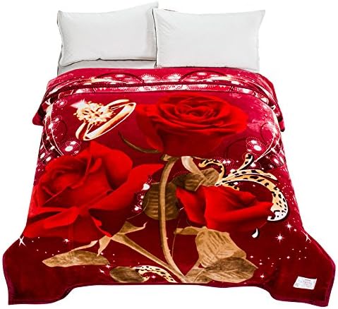 BDUK Ultra-soft thick winter 3D large red rose and large flower stereogram Text Version