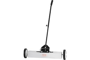 VEVOR 50Lbs Rolling Magnetic Sweeper with Wheels, Push-Type Magnetic Pick Up Sweeper, 24-inch Large Magnet Pickup Lawn Sweeper with Telescoping Handle, Easy Cleanup of Workshop Garage Yard